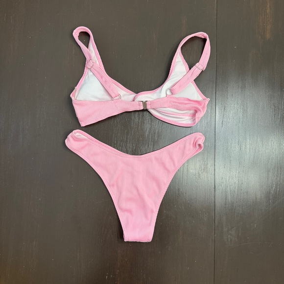 Pink Ribbed Bikini Set - Picture 2 of 2
